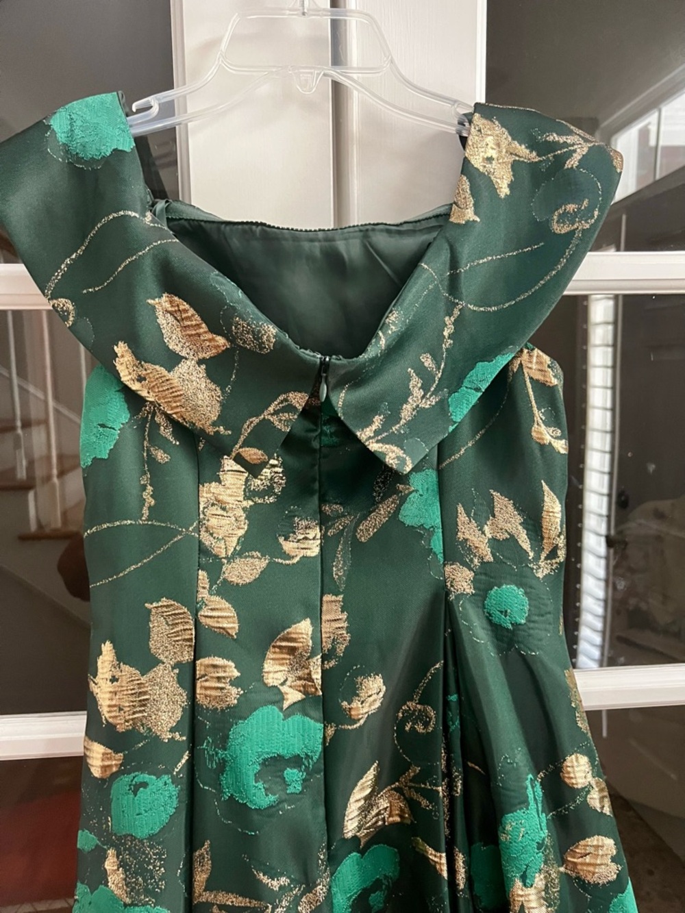 Adrianna Papell Green and Gold Floral Maxi Dress - Picture 4 of 6